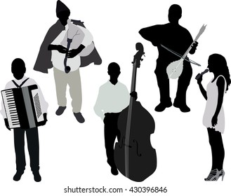 musicians vector silhouette