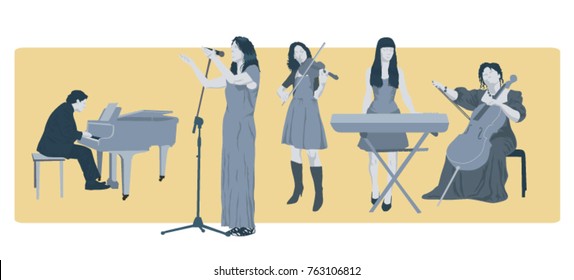 Musicians vector silhouettes