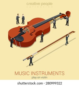 Musicians with Violin flat isometric 3d style vector illustration.
Creative people collection.