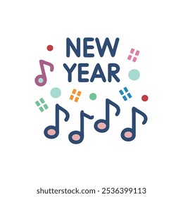 music-notes new-year icon vector illustration style