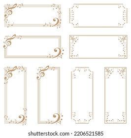 Music-themed decorative frame.a horizontally elongated banner.a vertically elongated banner.a banner that is good to use as a title.a title frame that is good for writing on a form.frames for titles.