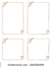 Music-themed decorative frame.Decorative frame.A frame that gave a change in size to the same design.Good frame for a4 size paper.Background for certificate.