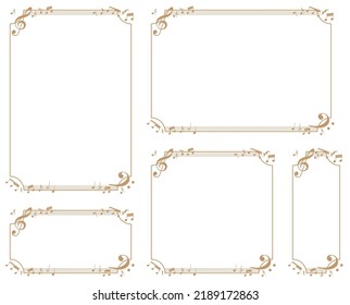 Music-themed decorative frame.Decorative frame.A frame that gave a change in size to the same design.Good frame for a4 size paper.Background for certificate.