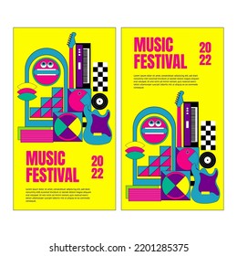 Festival Musik Banner Arte colorido , Música para eventos de plantilla, afiche, majalah