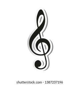 Musik Note Sticker - Vector Illustration - Isolated On White Background