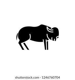 Musk ox black icon, vector sign on isolated background. Musk ox concept symbol, illustration 
