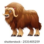 Musk ox cartoon illustration isolated on white background