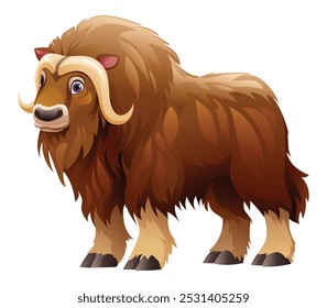 Imagem de desenho animado Musk ox isolado no fundo branco