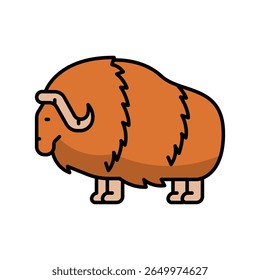 ícone plano de cor do musk ox para projetos digitais e de impressão. Animais árticos. Ícones mínimos de limpeza para aplicativos e sites. Ícones simples modernos para UI UX e branding