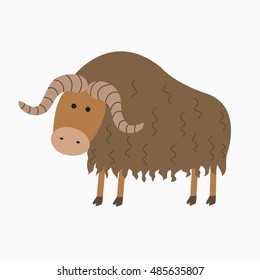 Musk Ox Drawing For Arctic Animals Collection Of Flat Vector Illustration In Creative Style On White Background