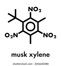 Musk Xylene Molecule. Highly Persistent And Bioaccumulative Pollutant Used As A Synthetic Musk Fragrance. Skeletal Formula.