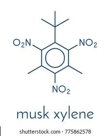 Musk Xylene Molecule. Highly Persistent And Bioaccumulative Pollutant Used As A Synthetic Musk Fragrance. Skeletal Formula.