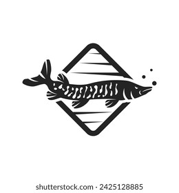 Muskellunge Fish Logo template Aislado. Identidad de marca. Icono Abstracto Vector gráfico