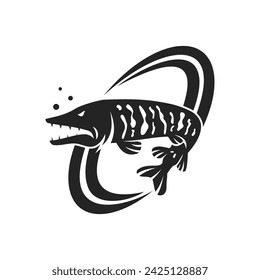 Muskellunge Fish Logo template Aislado. Identidad de marca. Icono Abstracto Vector gráfico