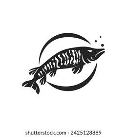 Muskellunge Fish Logo template Isolated. Brand Identity. Icon Abstract Vector graphic