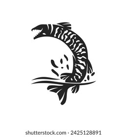 Muskellunge Fish Logo template Aislado. Identidad de marca. Icono Abstracto Vector gráfico