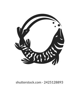 Muskellunge Fish Logo template Isolated. Brand Identity. Icon Abstract Vector graphic