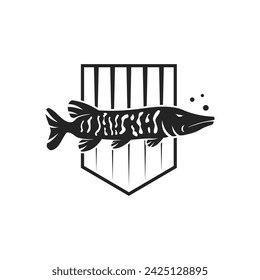 Muskellunge Fish Logo template Isolated. Brand Identity. Icon Abstract Vector graphic