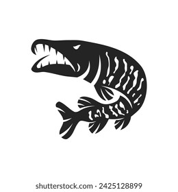 Muskellunge Fish Logo template Isolated. Brand Identity. Icon Abstract Vector graphic