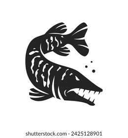 Muskellunge Fish Logo template Isolated. Brand Identity. Icon Abstract Vector graphic