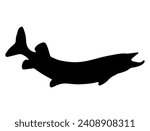 Muskellunge fish silhouette vector art white background