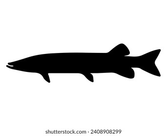 Muskellunge fish silhouette vector art white background