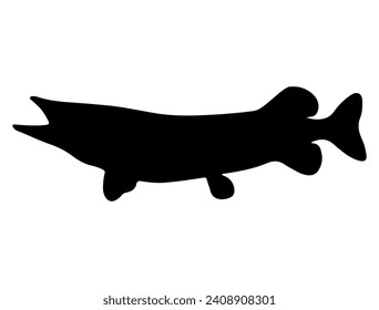 Muskellunge fish silhouette vector art white background