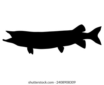 Muskellunge fish silhouette vector art white background