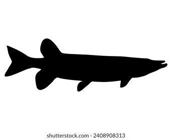 Muskellunge fish silhouette vector art white background