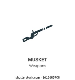 Musket Glyph Icon Vector On White Background. Flat Vector Musket Icon Symbol Sign From Modern Weapons Collection For Mobile Concept And Web Apps Design.