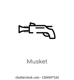 musket vector line icon. Simple element illustration. musket outline icon from weapons concept. Can be used for web and mobile