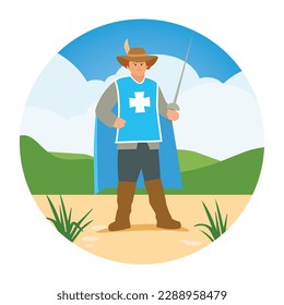 Musketeer cartoon design vector flat modern isolated illustration