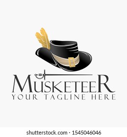 Musketeer hat with fur and sword image graphic icon logo design abstract concept vector stock. Can be used as a symbol related to cowboy.