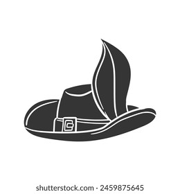 Musketeer Hat Icon Silhouette Illustration. Accessory Vector Graphic Pictogram Symbol Clip Art. Doodle Sketch Black Sign.