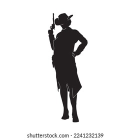 Musketeer with sword detailed isolated vector silhouette.