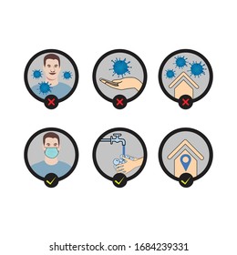 musk,hand wash and stay home icon and vector 