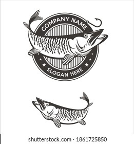 Muskie fish icon. vector art. logo template.