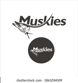 Muskies icon or illustration combined text.