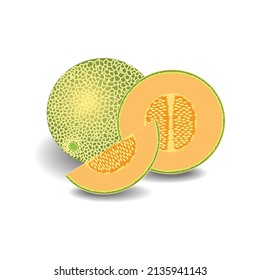 Muskmelon or Cantaloupe isolated on a white background