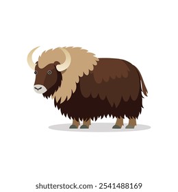 Muskox animal isolated flat vector illustration on white background