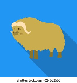Muskox of stone age icon in flate style isolated on white background. Stone age symbol stock vector illustration.