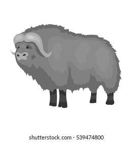 Muskox of stone age icon in monochrome style isolated on white background. Stone age symbol stock vector illustration.