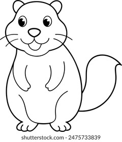 Muskrat black and white vector illustration for coloring book