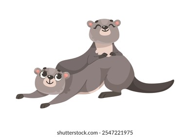 Muskrat Polar Animal and Cold Arctic Fauna Vector Illustration