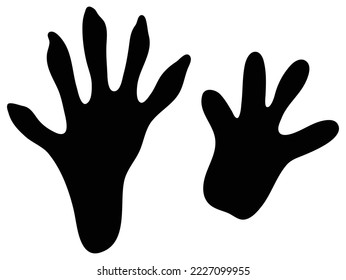 muskrat track vector, muskrat foot print silhouette vector 