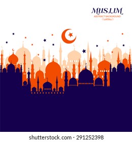 Muslim abstract greeting card. Islamic vector illustration on white.