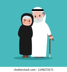 muslim arab ,grandparents character vector
