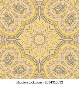 muslimische authentische Blumenvektor nahtlose Motive. Stoffdruck-Design. Modernes chinesisches Muster. Fußbodenausdruck-Design. Sternsymmetrie-Komposition.
