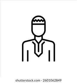 muslim avatar front view outline icon.