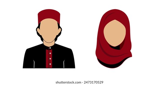 Muslim Avatar Icon Vector, illustration of a Muslim woman and man